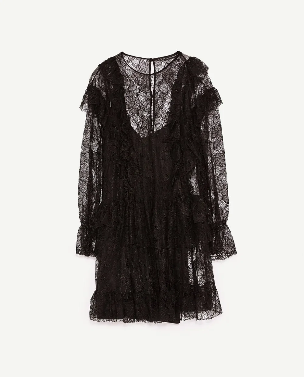 Летняя Новинка 2017 г. Черное Платье многослойное Кружево платье спинки