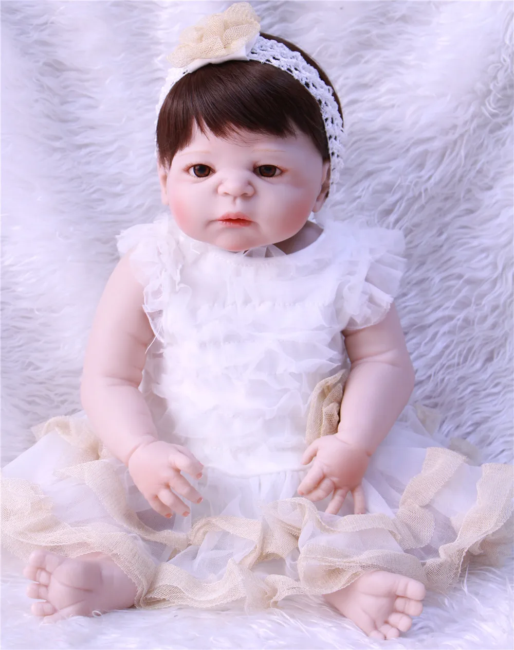 

DollMai 23" full body silicone reborn baby dolls bebes reborn lovely princess doll fake baby dolls child xmas gift bonecas