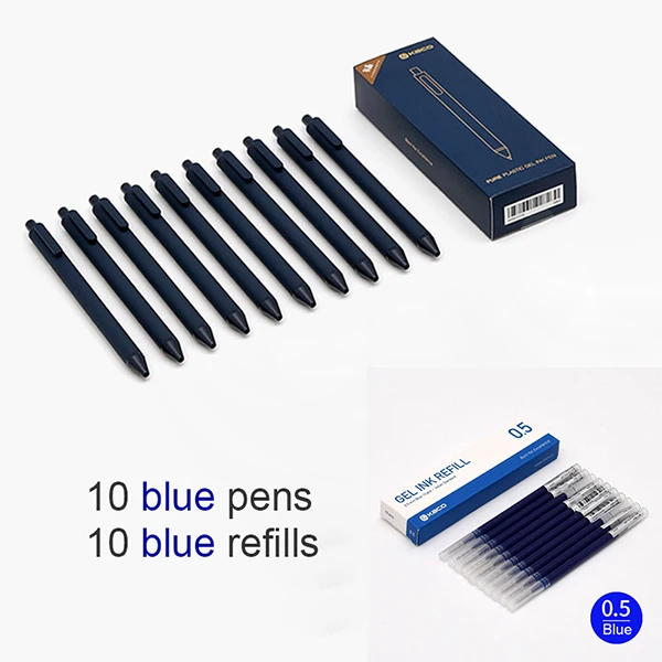 Blue and blue ink 10 шт./упак. Xiaomi KACO ручка 0,5 мм чернилами ручка черный, белый цвет ABS Пластик и плавность линий для студентов школы/Обувь для офиса - Цвет: Blue and blue ink