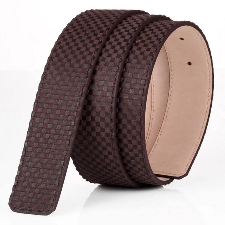 [ZMMYY] (No Buckle only belt)Classic black brown cowskin Leather 3.8 cm Belts Designer men High Quality plaid Belt | Аксессуары для