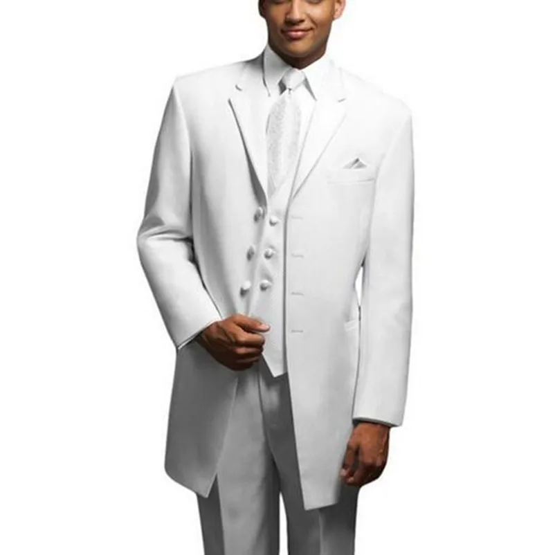

Custom Made White Mens Suits High Quality Bridegroom Wedding Tuxedos Three Piece Men Suit ( jacket+Pants+vest)