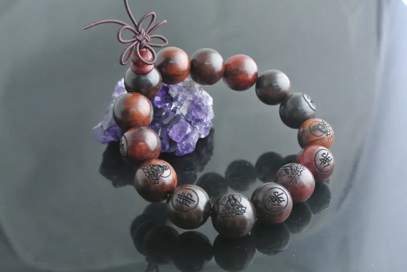 10 шт 15 мм сандалового дерева мужские браслеты китайский символ буддийские слова