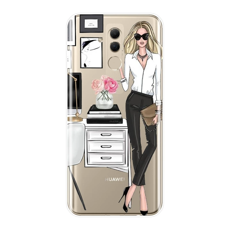 ТПУ чехол для телефона huawei mate 9 10 20 Lite Girl Boss Pink women Ladies Silicone мягкая задняя крышка для huawei mate 7 8 9 10 20 Pro