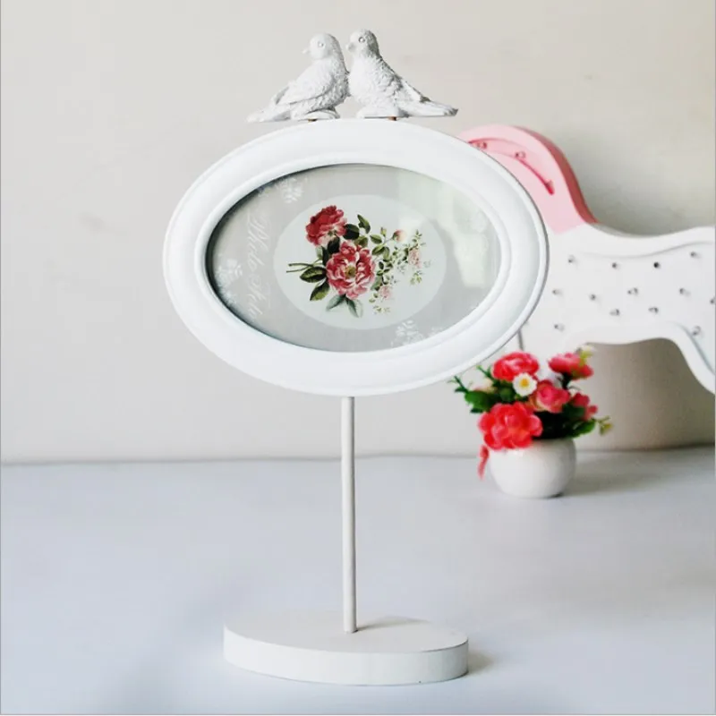 Творческий белый овал стоящая рамка для фотографий Европейский пастырской Стиль