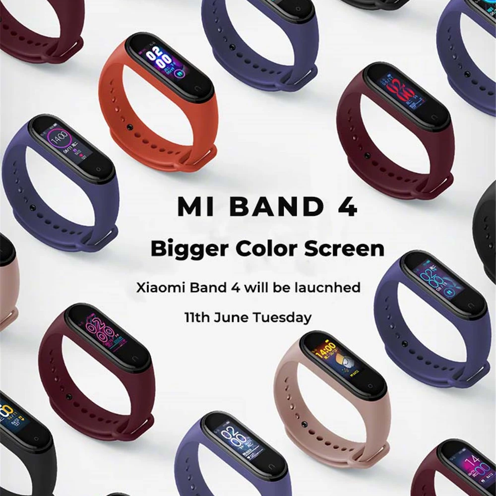 Оригинальный Xiaomi Mi Band 4 Bluetooth 5 0 Браслет фитнес браслет AMOLED цветной сенсорный