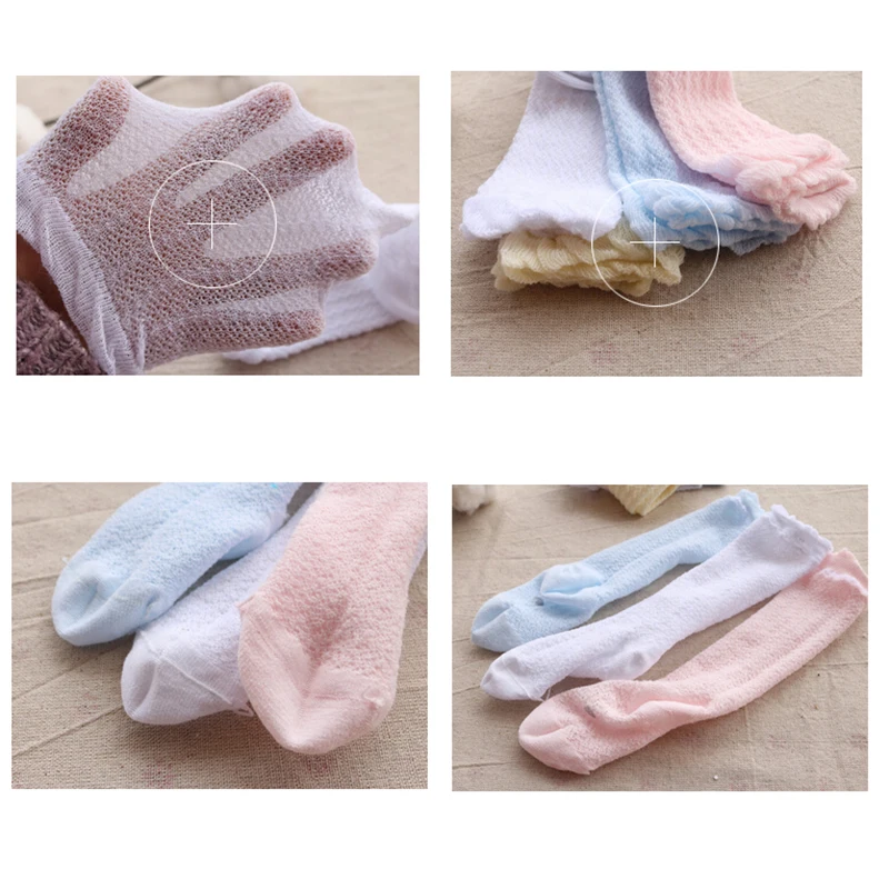 Кружевные чулки для маленьких девочек летние хлопковые носки однотонные