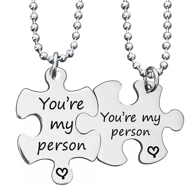 Necklace 6 2 шт./компл. буквенная Головоломка "I LOVE YOU" парный брелок для влюбленных BBF брелок держатель любовь сердце лучшие друзья рождественские подарки - Цвет: Necklace 6