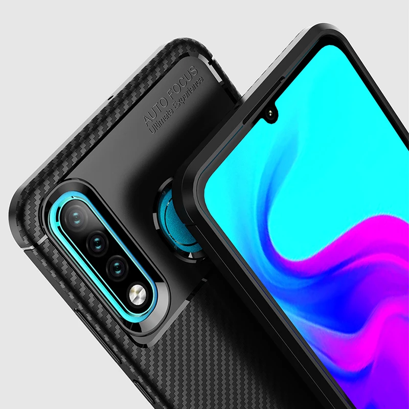 Противоударный чехол из углеродного волокна для Huawei Honor 10i задняя крышка ТПУ Hono Lite
