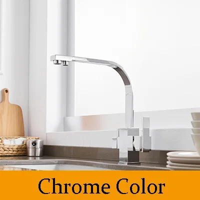 Chrome 3 способа питьевой воды кран фильтр для воды очиститель Кухня кран черный смеситель горячей и холодной воды бассейна кран 360 Поворотный Кухня кран 0178H - Цвет: Chrome