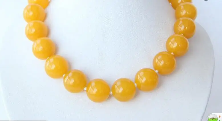 Ювелирные изделия потрясающие большие 20 мм круглые желтые бусы ожерелье m752|yellow