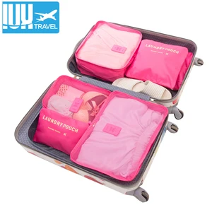 18 6 шт.компл., женская сумка для багажа, дорожная сумка высокого качества с двойной молнией, водонепроницаемый полиэстровый органайзер, Упаковочная Сумка, пакеты для кубиков, оптовая продажа