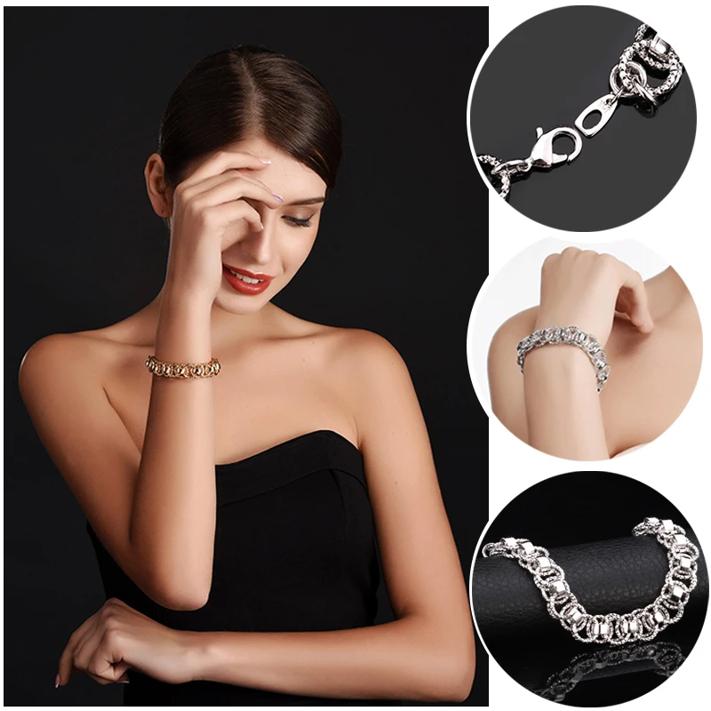 U7 Золото / Серебряный Цвет Браслет Для Мужчин /Женщин Уникальный Круглое Звено