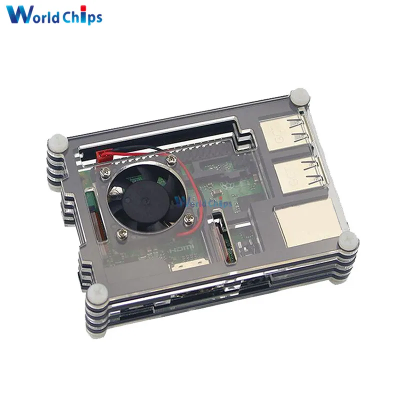 Для Raspberry Pi 3B + Корпус 9 слоев черный синий красный акриловый корпус охлаждающий