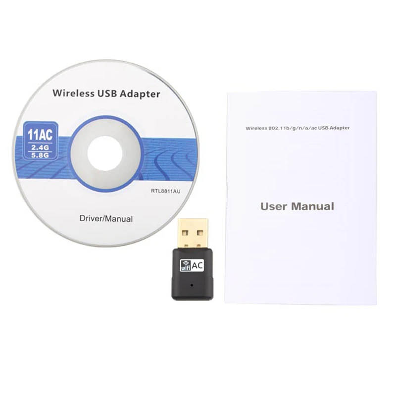 Mini Wireless Dual Band 802.11ac  USB WiFi 5  2, 4  433  Mpbs RTL8811AU  Windows XP Win Vista Win 7 8 10 Mac