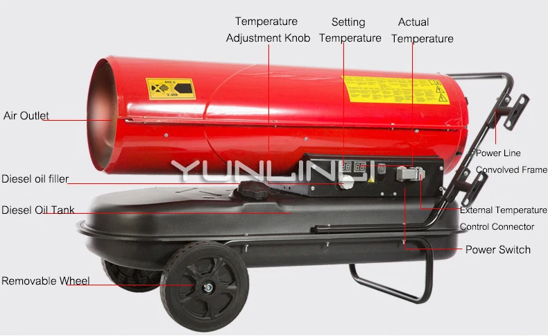 Подогреватель мазута 38L 30kw большой Мощность промышленный дизельный нагреватель горячевоздушная сушильная печь WX-30A