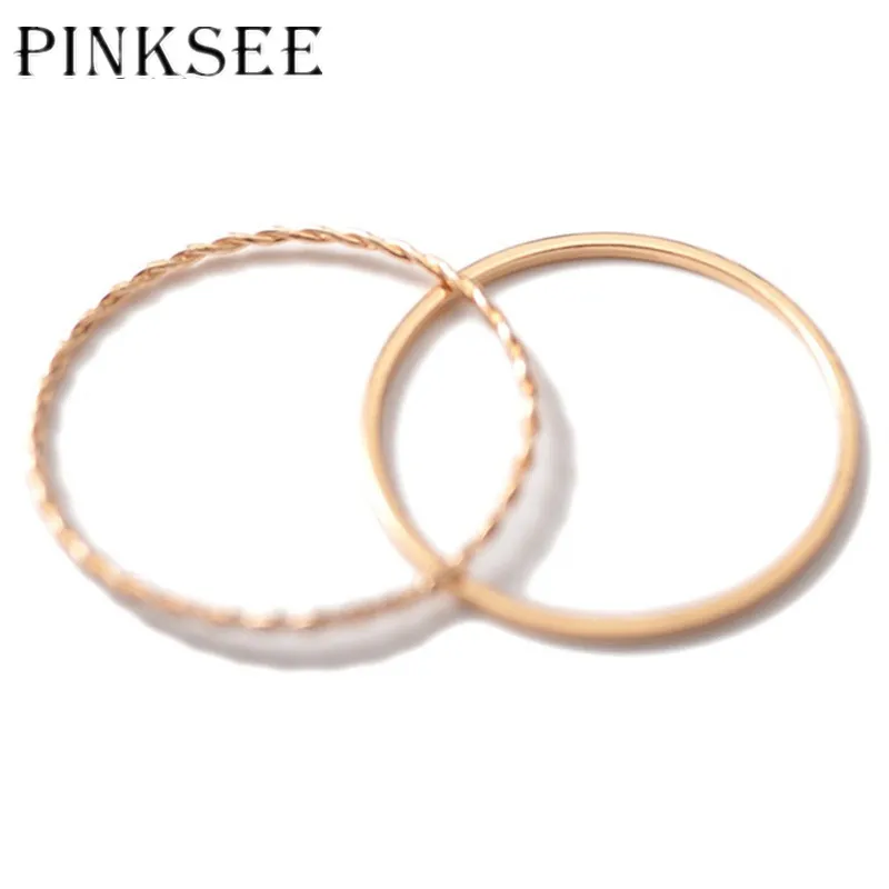 PINKSEE 2 шт./компл. Модное Элегантное очаровательное Золотое мини-кольцо на палец