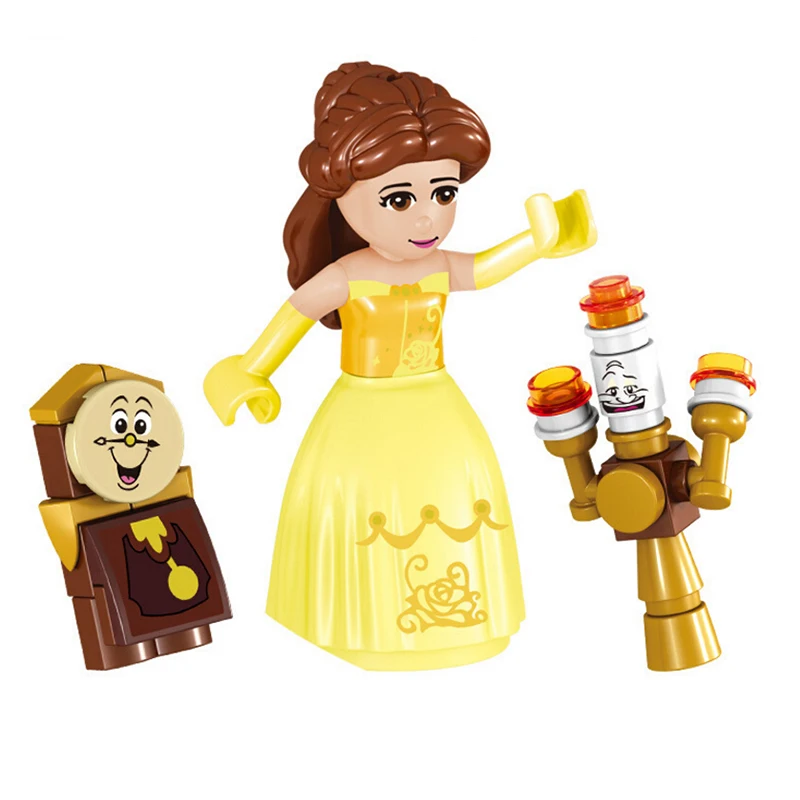 Disney мультфильм игрушки Красавица и Чудовище принцесса Belle'S заколдованный замок строительные блоки игрушки Новогодний подарок для детей