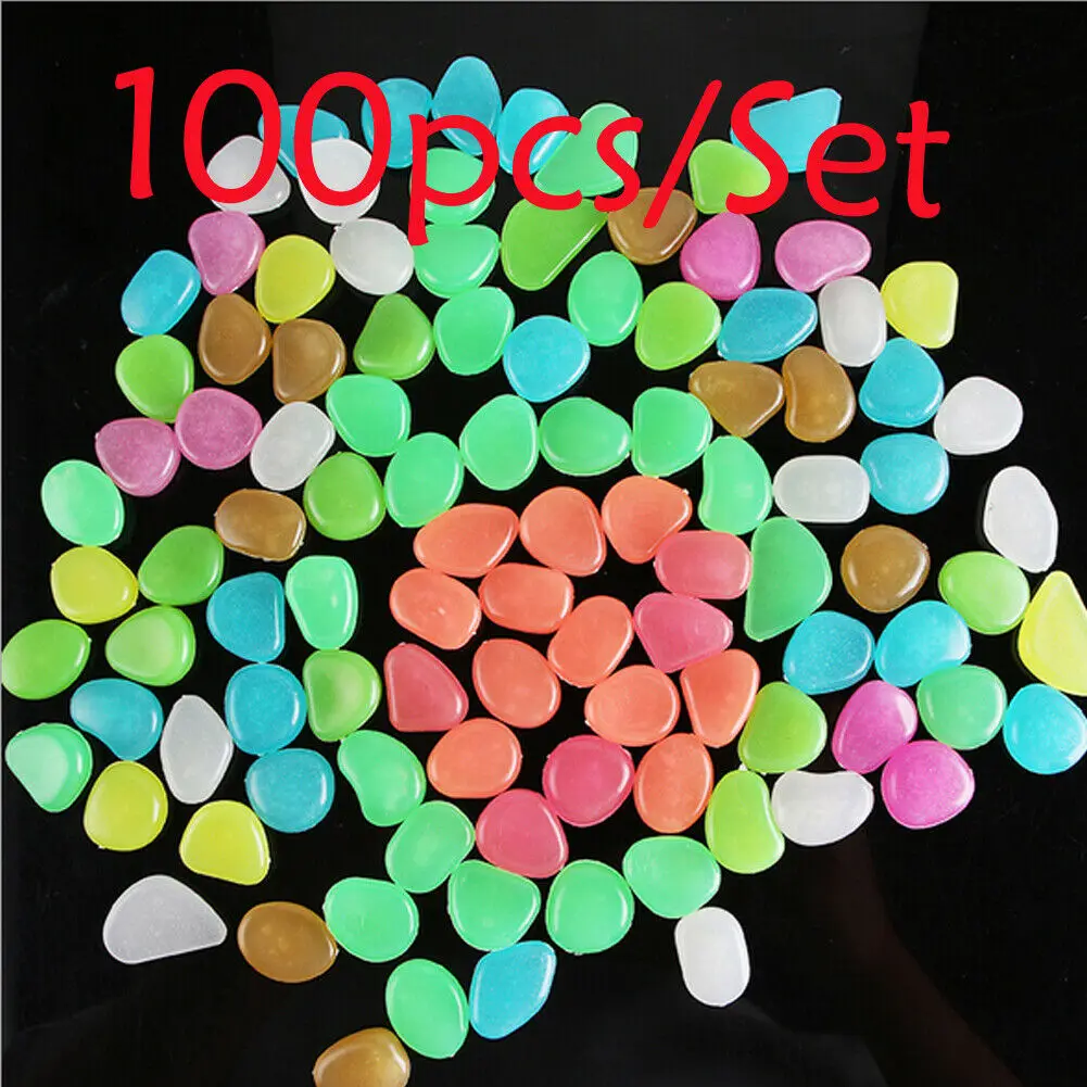 100 шт волшебный садовый декор светится в темноте Галька Камень светящийся