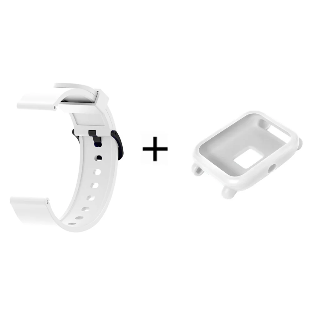 1 2в1 силиконовый спортивный ремешок для Xiaomi Huami Amazfit Bip Молодежные умные часы 20 мм сменный Браслет+ полный Чехол - Цвет: 1