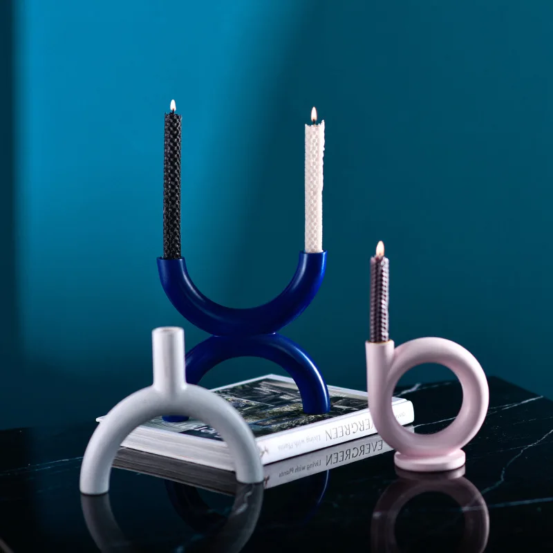 Геометрический подсвечник полимерный в скандинавском стиле подставка для