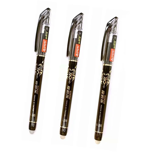 3Pcs black 3/12 шт./лот стираемая ручка моющиеся ручка синий черный, красный 0,38 мм со стирающимися чернилами стержни для гелевых ручек стержень для школы и офиса письменные канцелярские принадлежности - Цвет: 3Pcs black