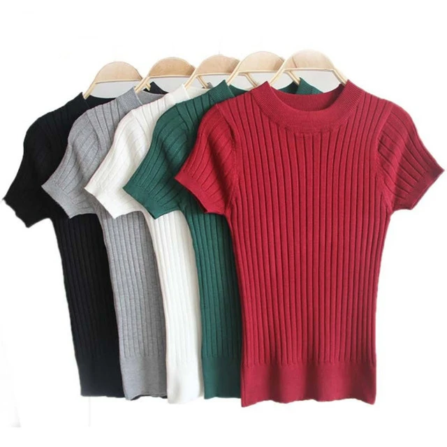 Базовая футболка женская тонкая трикотажная женский топ 2019|poleras de mujer|women tshirtbasic t