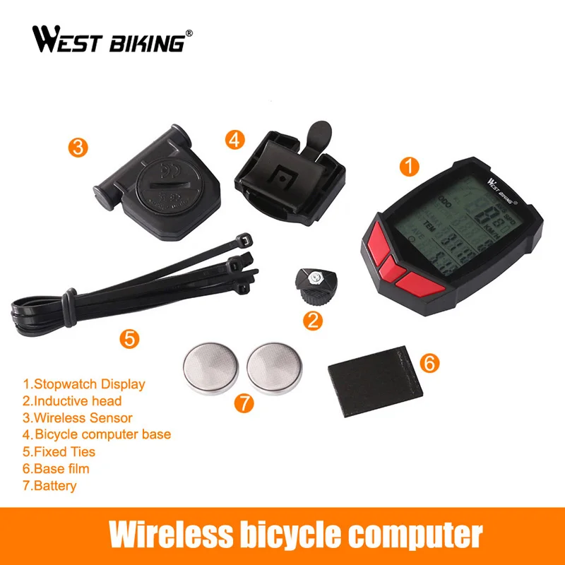 WEST BIKING Cycling Bike Backlight Computer 20 Functions MTB Speedometer Odometer Wired Wireless Bicycle Stopwatch | Спорт и
