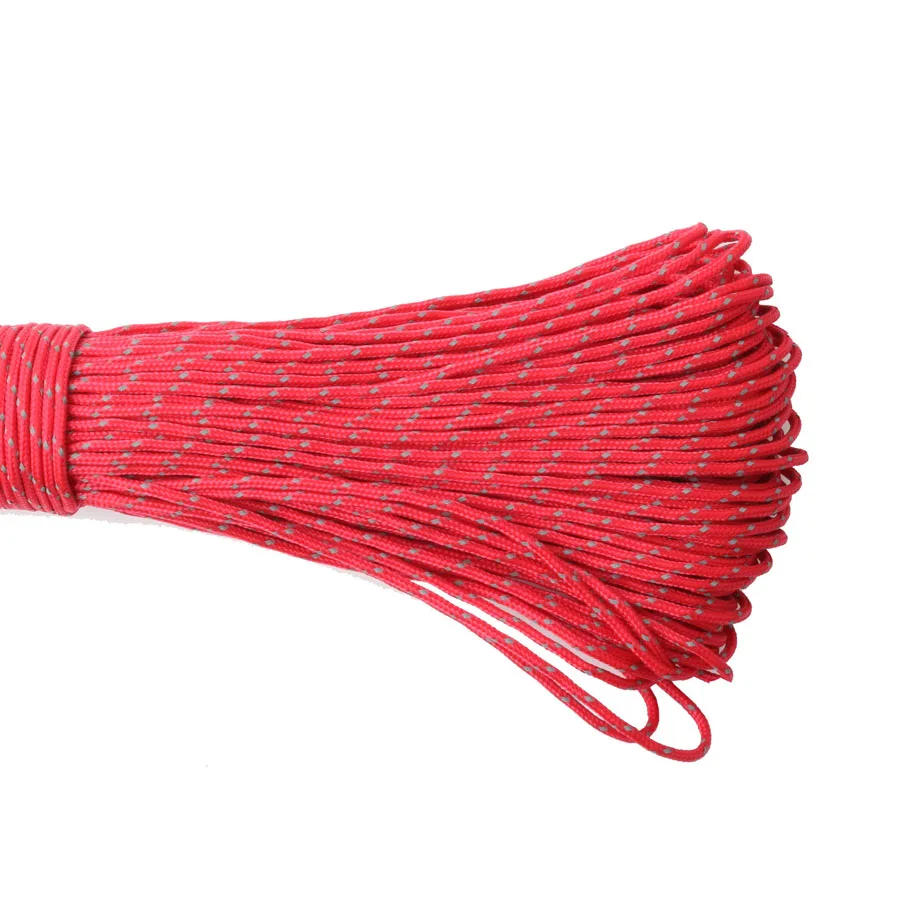 CAMPINGSKY 2 мм Paracord светоотражающий 3 нити Paracord Core открытый кемпинг Corda парашютный шнур шнурок палатка многофункциональная веревка - Цвет: red reflective