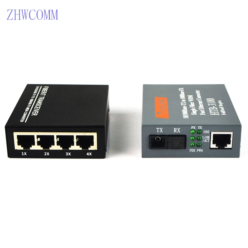 1 двойной медиаконвертер 10/100 м Fast Ethernet RJ45 4 SFP + HTB3100 20 км простой оптоволоконный