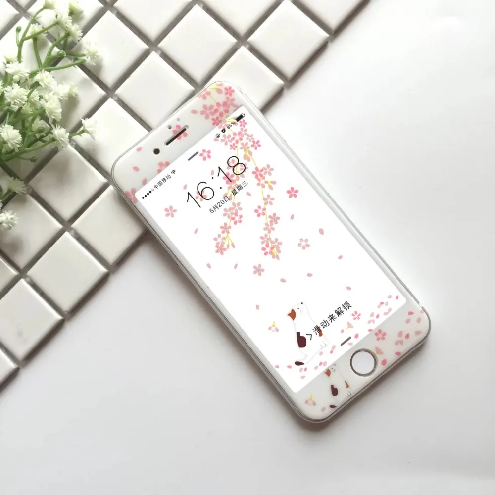 Для iphone 7 стекла красивый вишневый цветок 9 9н твердость закаленного пленка для 6 6s