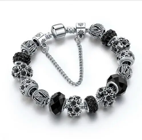 

Szelam 2019 New Crystal Beads Bracelets Bangles Silver Plated Charm Bracelets For Women Friendship Pulseras SBR160014