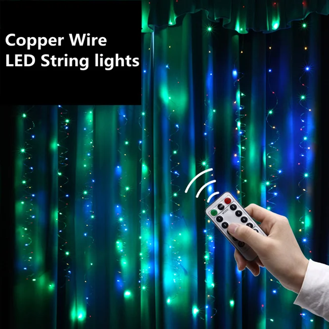 

3x2m USB remote control Icicle String Lights christmas Fairy Lights Decoration Waterproof LED Copper Wire LED String lights