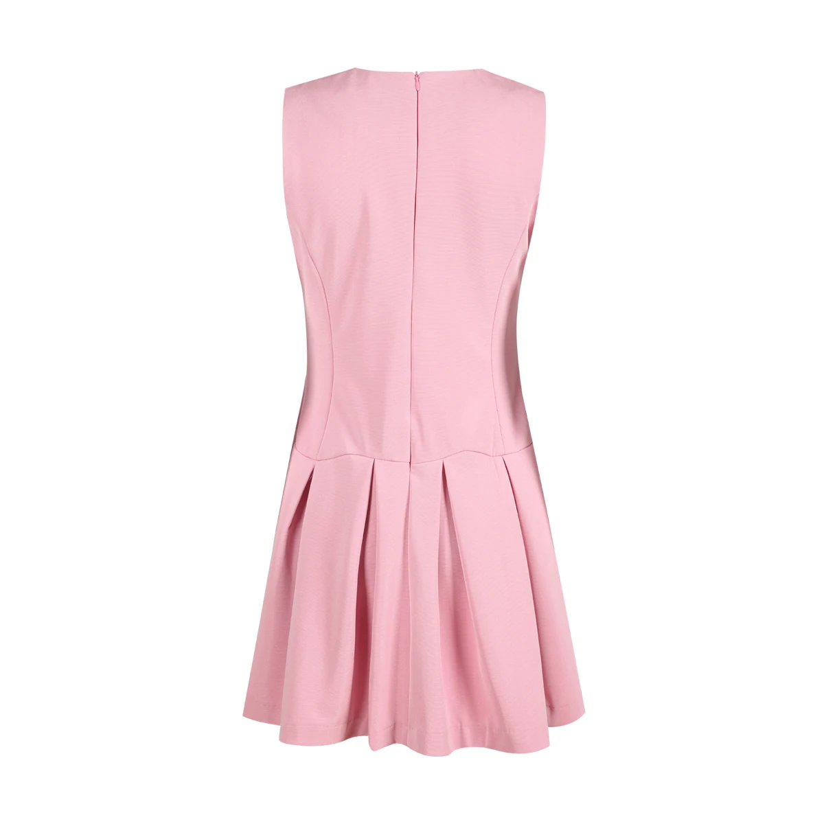 HDY Haoduoyi New Autumn Temperament Dress Slim Pleated Hem Sleeveless A-line Sweet Round Neck Folds Versatile Solid Color | Женская