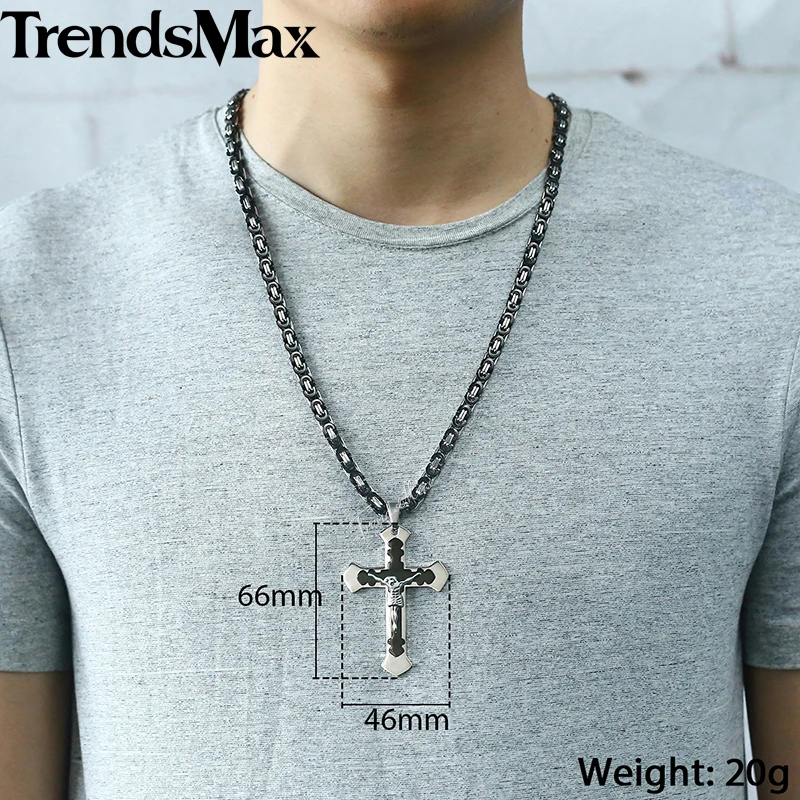 Мужское ожерелье Trendsmax Двухслойное колье из нержавеющей стали византийская