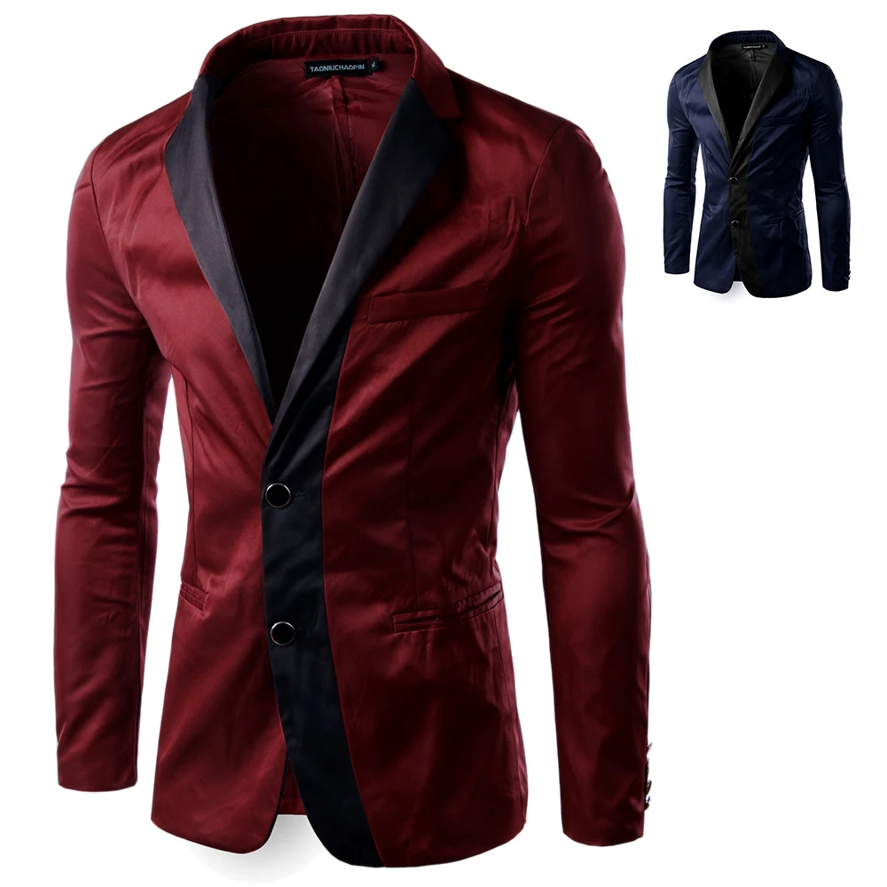 2017 Новая мода Повседневное Блейзер Для мужчин Slim Fit Куртка Мужской пиджак пальто
