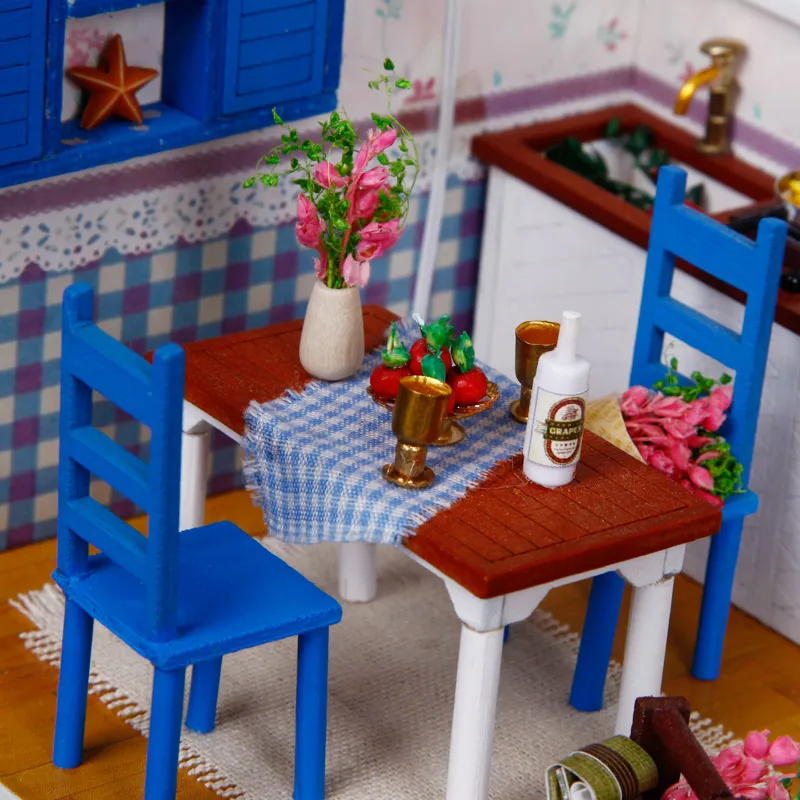 3D деревянные кукольные домики DIY теплый кофе время миниатюрный кукольный домик