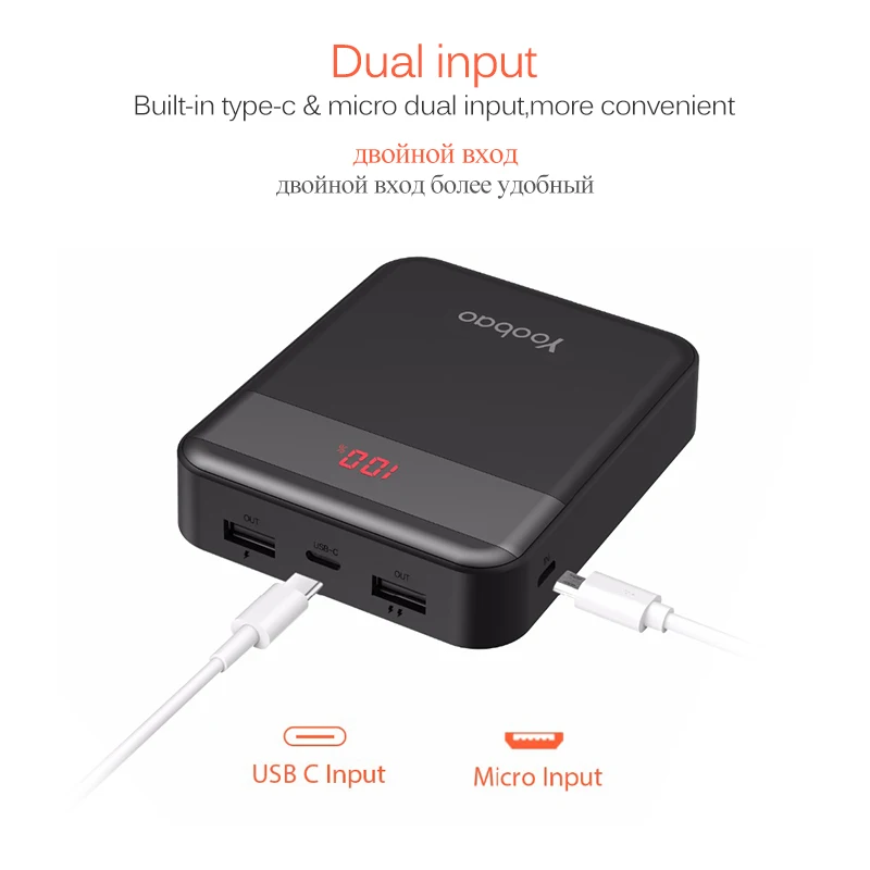 Yoobao внешний аккумулятор 10000 мАч для Xiaomi Quick Charge 3 0 Pover Bank портативное зарядное