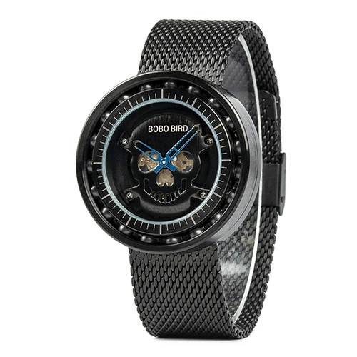 Steel watch Q21-1 BOBO BIRD стальные часы с циферблатом черепа 360 градусов вращения подшипника конструкции наручные часы relogio masculino de aco W-Q21 - Цвет: Steel watch Q21-1