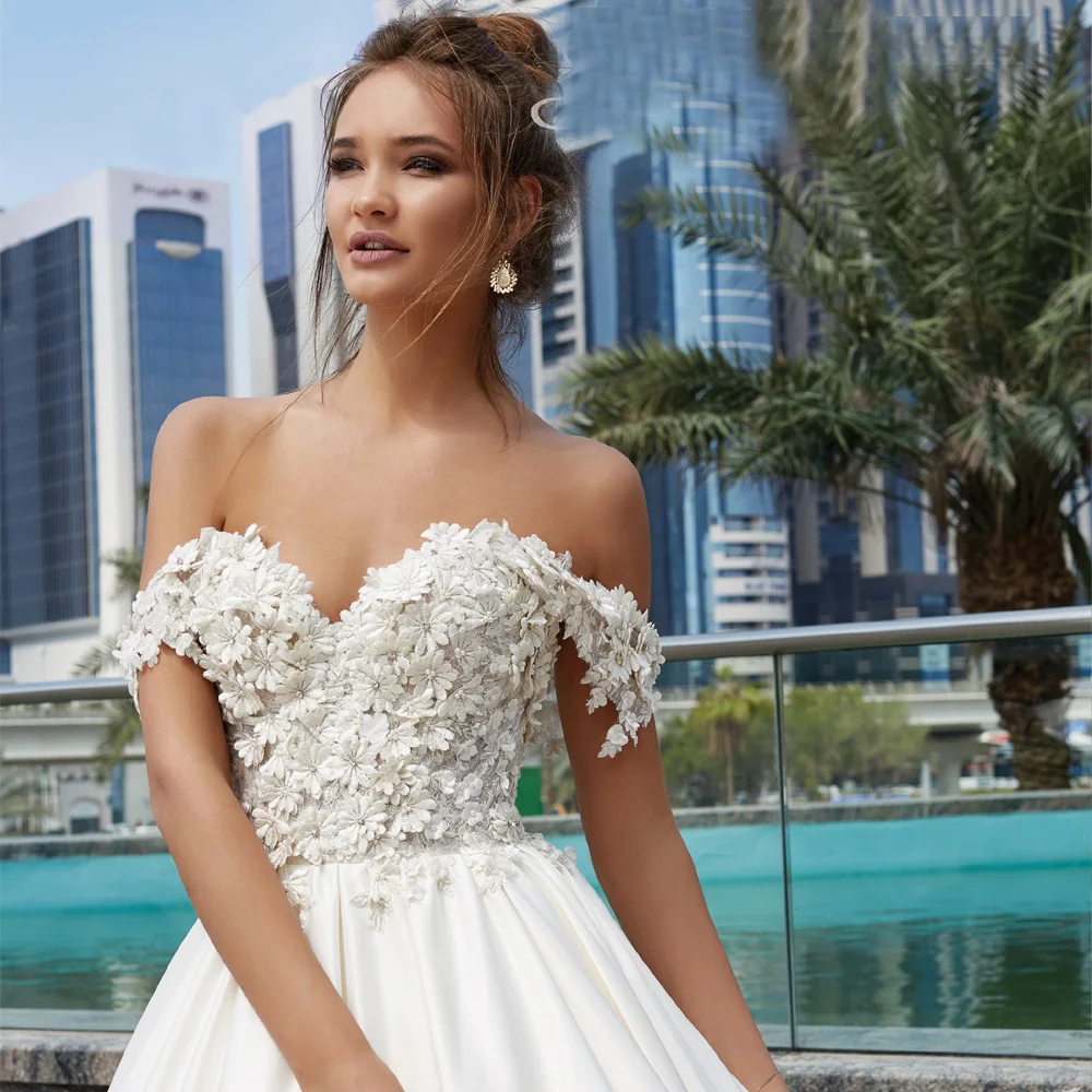 Сексуальные свадебные платья с открытыми плечами и цветами халат de Mariage для