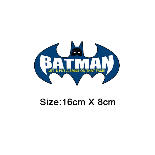 Superman Spiderman Batman нашивки для одежды Мультяшные наклейки Железный на переводе для мальчика manT-нашивка для рубашки термоошейники vetement - Цвет: Batman-2