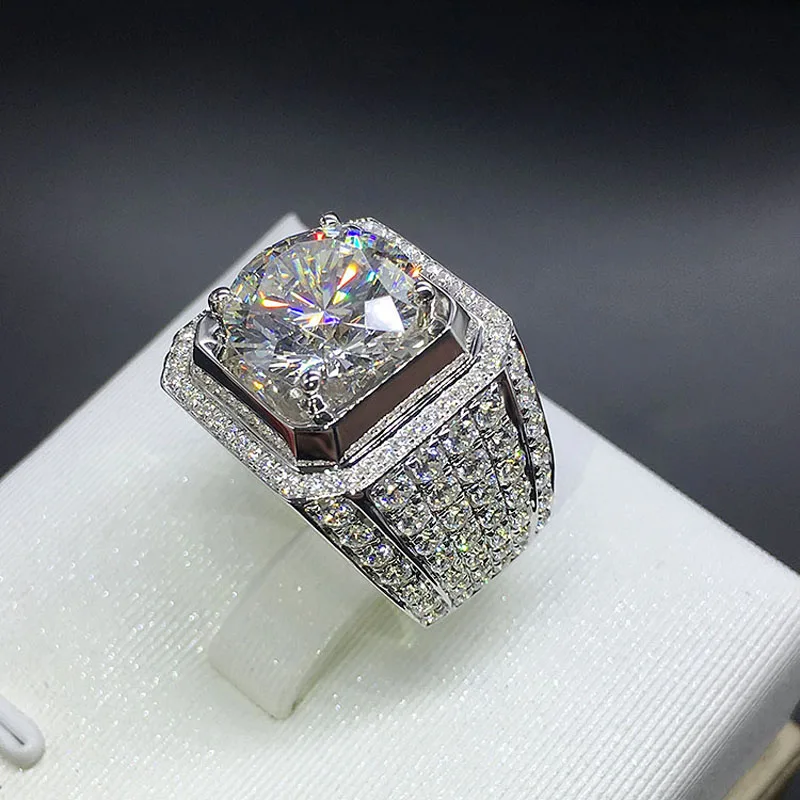 

Size 8-13 Hot Sparkling Jewelry 925 Sterling Silver Full Round Cut 5A Cubic Zirconia CZ Women Wedding Men Band Pave Ring Gift