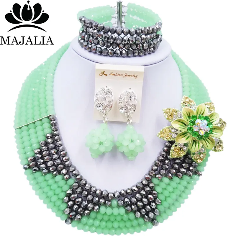Majalia Pretty Black женский Африканский ювелирный набор нигерийские Свадебные хрустальные наборы 6ST0043