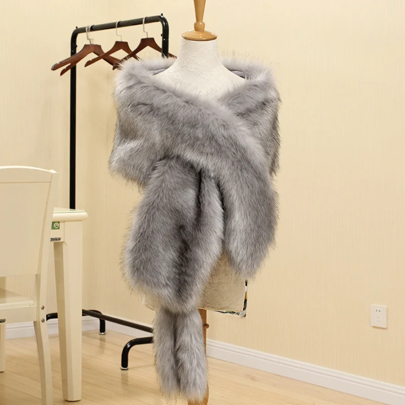 MIARA.L Korean style extended shawl faux fur coat collar scarf imitation raccoon fox fake women for wholesale |