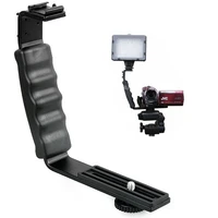 showshoot flash bracket mount 2 hot shoe for camcorder mic microphone video light camera