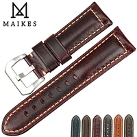 maikes fashion red watch accessories vintage oil wax leather watch strap 20mm 22mm 24mm 26mm watchband replacement for panerai