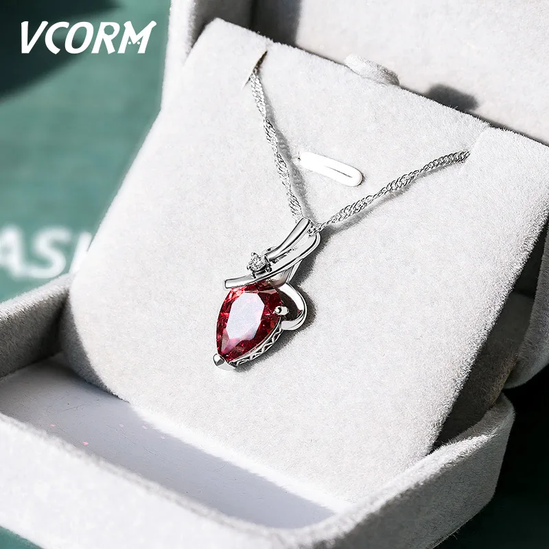 Red VCORM, пара, первоначальное ожерелье с кристаллами в виде сердца, женское, эффектное, милое и романтичное, ностальгическое, модное ожерелье,, богемное ювелирное изделие - Окраска металла: Red