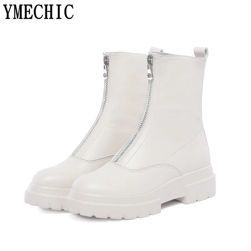 Ботинки до середины икры YMECHIC из натуральной коровьей кожи с закругленным носком