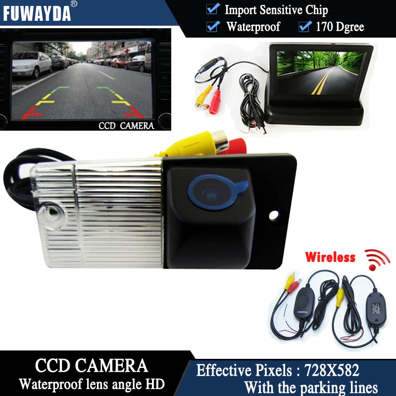 

FUWAYDA Wireless Color CCD Chip Car Rear View Camera for KIA SORENTO SPORTAGE + 4.3 Inch foldable LCD TFT Monitor
