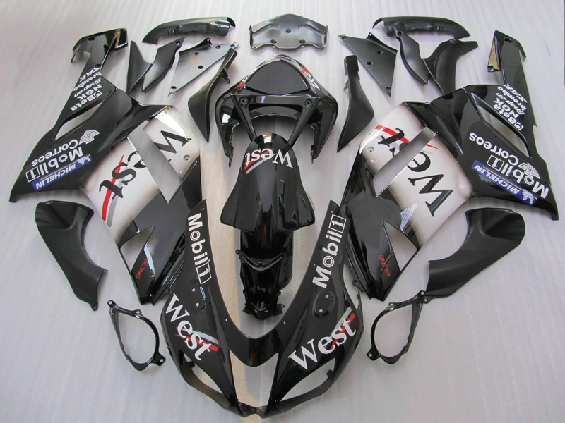 Пластиковые обтекатели для Kawasaki Ninja 636 ZX6R 2007 2008 ZX 6R 07 08 Белый Черный Западный