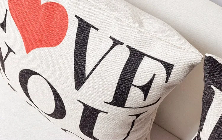 Hot Couple Heart Love You More Most Black White Linen Cotton Cushion Cover Throw Pillow Case Wedding Gift Home Decor 18&quot | Дом и сад